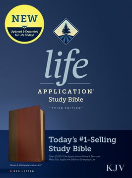 portada KJV Life Application Study Bible, Third Edition (Leatherlike, Brown/Mahogany, Red Letter) (en Inglés)