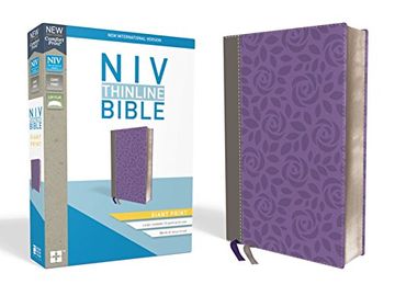 portada NIV, Thinline Bible, Giant Print, Imitation Leather, Gray/Purple, Red Letter Edition (en Inglés)