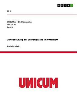 portada Zur Bedeutung der Lehrersprache im Unterricht (German Edition)