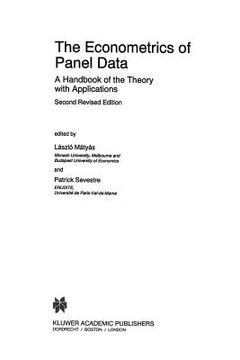 portada The Econometrics of Panel Data: A Handbook of the Theory with Applications
