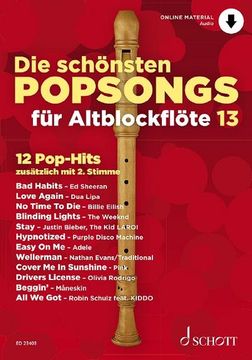 portada Die Schönsten Popsongs für Alt-Blockflöte Band 13 (en Alemán)