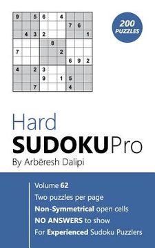 portada Hard Sudoku Pro: Book for Experienced Puzzlers (200 puzzles) Vol. 62 (en Inglés)