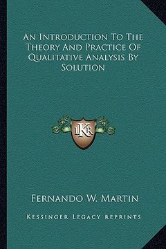 portada an  introduction to the theory and practice of qualitative anan introduction to the theory and practice of qualitative analysis by solution alysis by