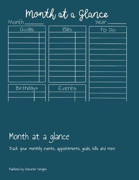 portada Month at a glance: Track your monthly events, appointments, goals, bills and more (en Inglés)