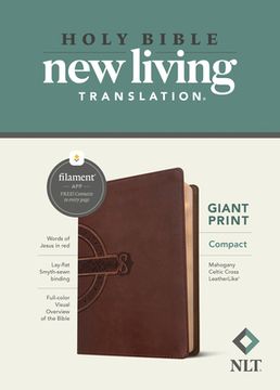 portada Nlt Compact Giant Print Bible, Filament-Enabled Edition (Red Letter, Leatherlike, Mahogany Celtic Cross) (en Inglés)