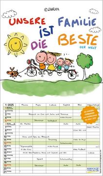 portada Unsere Familie ist die Beste! 2025: Familienkalender - 6 Breite Spalten mit Viel Platz. Hochwertiger Familienplaner mit Ferienterminen, Vorschau bis März 2026 und Tollen Extras. 27 x 46 cm.