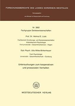 portada Untersuchungen zum kooperativen und prosozialen Verhalten (Forschungsberichte des Landes Nordrhein-Westfalen)