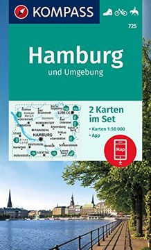 portada Kompass Wanderkarte 725 Hamburg und Umgebung 1: 50000 (2 Karten im Set): Inklusive Karte zur Offline Verwendung in der Kompass-App. Fahrradfahren. Reiten. (Kompass-Wanderkarten, Band 725) (in German)