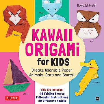 portada Kawaii Origami for Kids Kit: Create Adorable Paper Animals, Cars and Boats! (Includes 48 Folding Sheets and Full-Color Instructions) (in English)