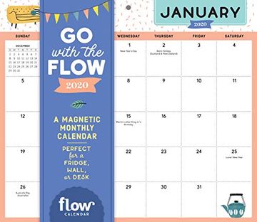 portada Go With the Flow Desk Calendar 2020: A Magnetic Monthly Calendar Perfect for a Fridge, Wall, or Desk 