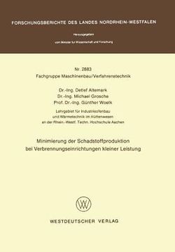 portada Minimierung Der Schadstoffproduktion Bei Verbrennungseinrichtungen Kleiner Leistung (in German)