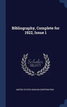 portada Bibliography, Complete for 1922, Issue 1