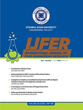 portada International Journal of Food Engineering Research: Istanbul Aydin University Engineering Faculty (Year 4 Number 1 - April 2018) (en Inglés)