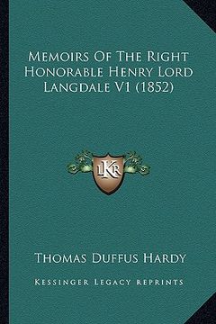portada memoirs of the right honorable henry lord langdale v1 (1852) (en Inglés)
