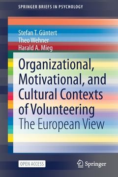 portada Organizational, Motivational, and Cultural Contexts of Volunteering: The European View (en Inglés)