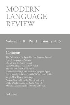 portada Modern Language Review (110: 1) January 2015 (in English)