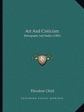 portada art and criticism: monographs and studies (1892) (en Inglés)