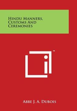 portada Hindu Manners, Customs And Ceremonies (en Inglés)