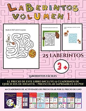 portada Laberintos Fáciles (Laberintos - Volumen 1): (25 Fichas Imprimibles con Laberintos a Todo Color Para Niños de Preescolar