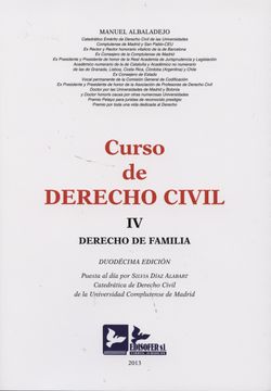 portada Curso de Derecho Civil, iv. Derecho de Familia (12º Ed. )