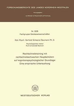 portada Rechtschreibtraining mit Rechtschreibschwachen Hauptschã¼Lern auf Kognitionspsychologischer Grundlage: Eine Empirische Untersuchung (in German)