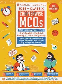 portada Chapterwise MCQs Vol I for Hindi, English I, English II, History & Civics, Geography: ICSE Class 10 for Semester I 2021 Exam