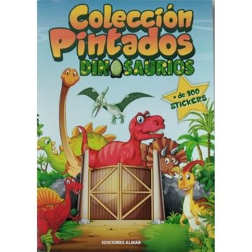 portada LIBRO DINOSAURIOS + DE 100 STICKERS - COLECCION PINTADOS