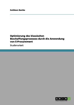 portada Optimierung des klassischen Beschaffungsprozesses durch die Anwendung von E-Procurement (German Edition)