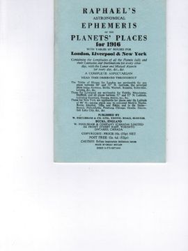 portada Raphael's Astronomical Ephemeris 1916 With Tables of Houses for London, Liverpool and new York