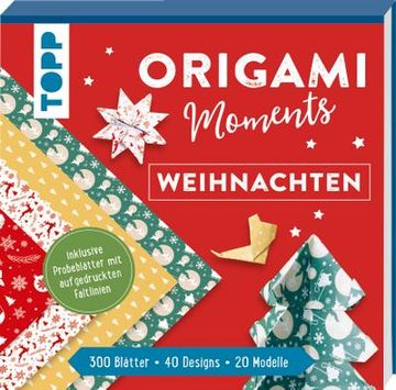 portada Origami Moments - Weihnachten. Der Perfekte Faltspaß für Winter & Weihnachten: Block mit Faltblättern und Anleitungen. 300 Blätter-40 Designs-20 Modelle-8 Probeblätter mit Aufgedruckten Faltlinien (en Alemán)