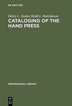 portada Cataloging of the Hand Press (Professional Library,)