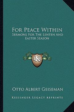 portada for peace within: sermons for the lenten and easter season