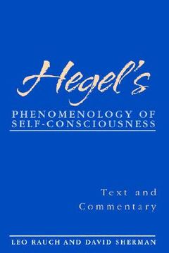 portada hegel's phenomenology of self-consciousness: text and commentary