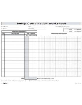 portada Quick Changeover: Setup Combination Worksheet: Setup Combination Worksheet: (in English)