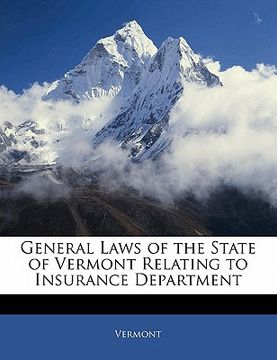 portada general laws of the state of vermont relating to insurance department (en Inglés)
