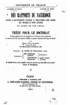 portada Des rapports du sacerdoce avec l'autorité civile - Volume II (en Francés)