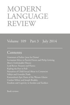 portada Modern Language Review (109: 3) July 2014 (in English)