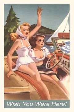 portada Vintage Journal Women in a Speedboat Travel Poster (en Inglés)