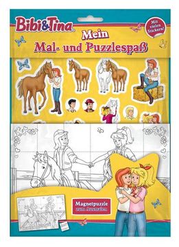 portada Bibi & Tina: Mein Mal- und Puzzlespaß: Magnetpuzzle zum Ausmalen, Sticker und Ausmalseiten (en Alemán)