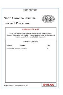 portada North Carolina Criminal Law and Procedure-Pamphlet 65 (en Inglés)