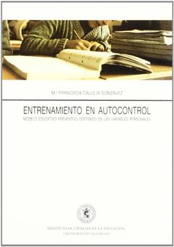 portada Entrenamiento En Autocontrol. Modelo Educativo (in Spanish)