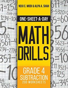 portada One-Sheet-A-Day Math Drills: Grade 4 Subtraction - 200 Worksheets (Book 10 of 24) 