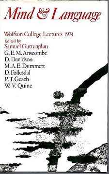portada Mind And Language. Wolfson College Lectures 1974