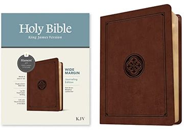 portada Kjv Wide Margin Bible, Filament Enabled Edition (Red Letter, Leatherlike, Dark Brown Medallion) (en Inglés)