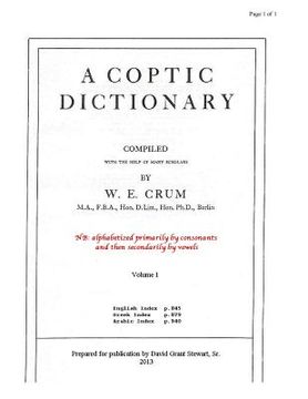 portada A Coptic Dictionary, volume 1: The world's best Coptic dictionary (in English)
