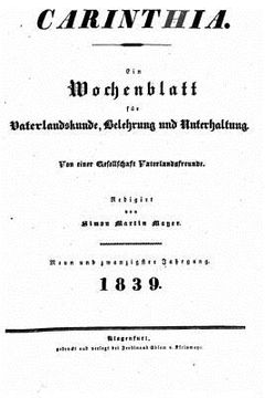 portada Carinthia. Zeitschrift für Vaterlandskunde, Belehrung und Unterhaltung (in German)