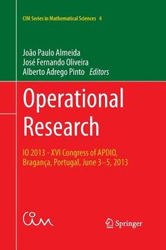 portada Operational Research: IO 2013 - XVI Congress of Apdio, Bragança, Portugal, June 3-5, 2013 (en Inglés)