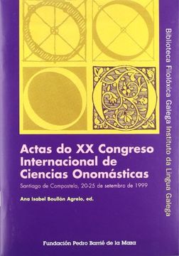 portada actas do xx congreso internacional +cd ciencias onomasticas