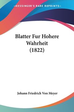 portada Blatter Fur Hohere Wahrheit (1822) (en Alemán)