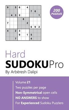 portada Hard Sudoku Pro: Book for Experienced Puzzlers (200 puzzles) Vol. 21 (en Inglés)